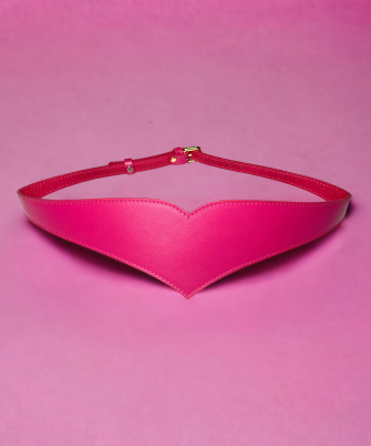 Fuchsia Heart Shaped wide leather belt, curea fuchsia, inima designer